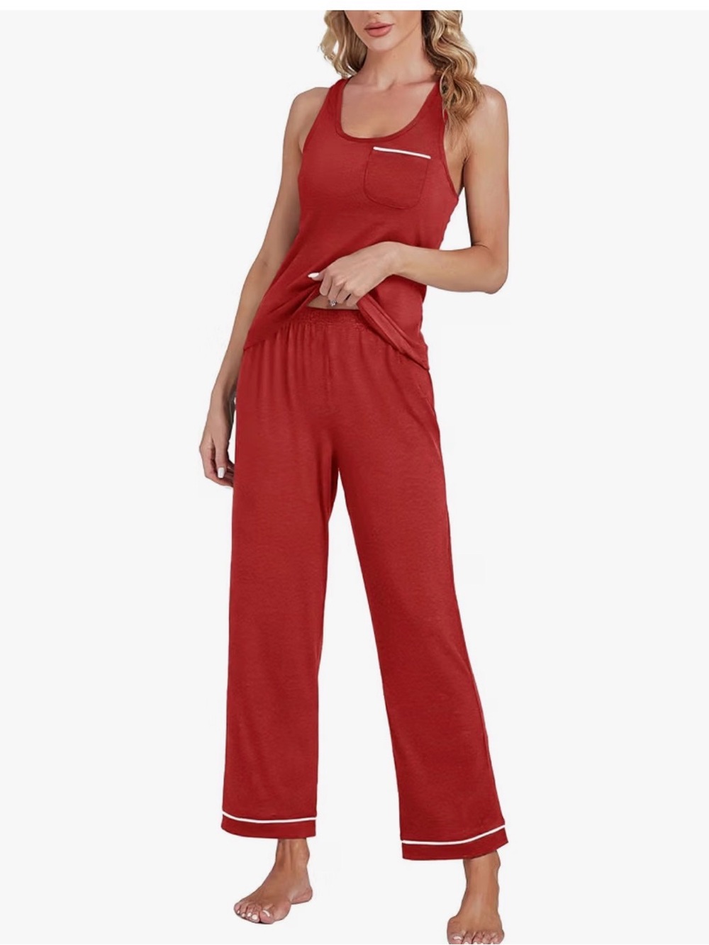 Red Women's Tank & Pajama Pant Set. Size Medium